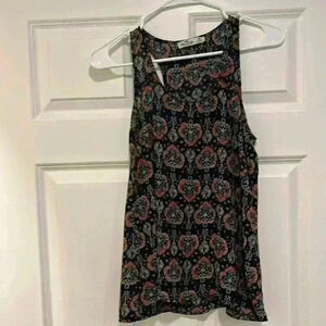 Hollister Women’s Racerback Tank Navy blue, red & green pattern. Sporty Size XS.